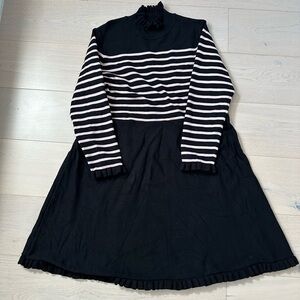 1901 Black Sweater dress mock neck ruffle  2X